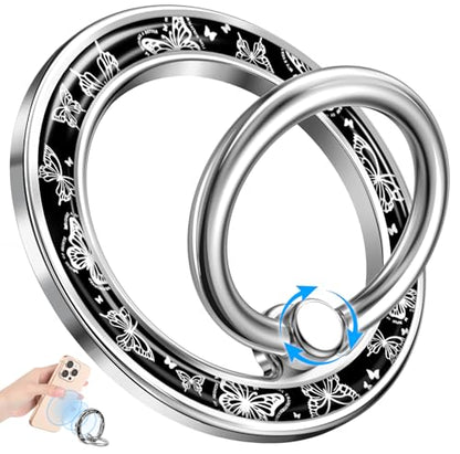Magnetic Phone Ring Holder, Cute Magnetic Phone Grip, Line Butterfly - color: Line Butterfly