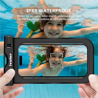 ivoler 2-Pack Waterproof Fanny Pack & Phone Pouch, Dry Bag for Passport, Phone & Wallet, Floating Waterproof Phone Case for Beach, Swimming, Kayaking, Boating, Cruise Essentials & Travel, Black - color: Black