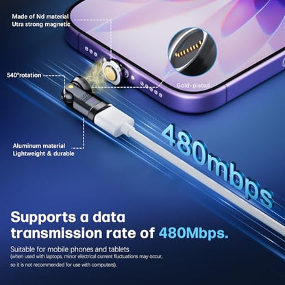 9‑Pin Magnetic Lightning Tips 3Pack, Fast Charging Breakaway Connector, Port Protector for 540° Swivel Adapter, Snap‑in Magnetic Tip Replacement - size: 3 Pack Lightning Tips