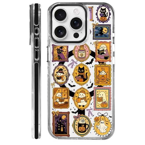 Clear Case for iPhone 15 Pro, [Magnetic Charging Compatible][Military-Grade Protection][Anti-Yellowing] Shockproof Slim Magnetic Phone Case for iPhone 15 Pro, Halloween Ghost Stamps - color: Halloween Ghost Stamps, size: iPhone 15 Pro