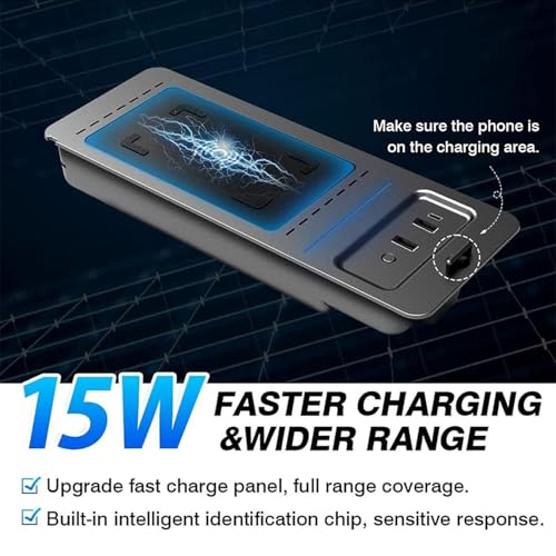 Wireless Charger for Ford F-150 2015-2023, Automotive Center Console Organizer Wireless Charging Pad for Ford F150 Interior Accessories (Doesn't fit F-250/F-350)