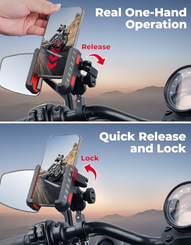 KEMIMOTO Motorcycle Phone Mount with Anti-Theft, Anti-Vibration Dampener