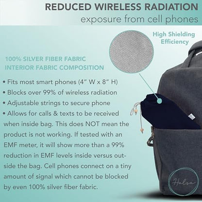 Halsa EMF Cell Phone Sleeve, High-Shield EMF Blocking Pouch, Signal Blocking Anti-EMP Radiation Bag for Digital Privacy Protection, Fits Most Phones, (4x8 Inch) Grey - color: Grey