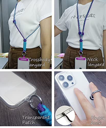 Phone Lanyard Crossbody, Anti Theft Phone Strap Adjustable Neck - color: Purple Blue