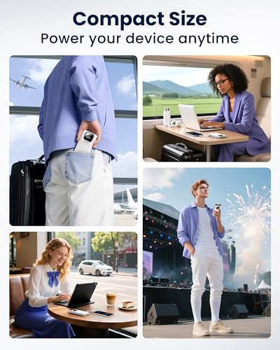Portable Charger with Built-in Cables,22.5W Super Fast Charging Power Bank Slim Phone Charger,10000mAh Travel Battery Pack Battery Bank with Smart LED Display for iPhone, Android & USB-C - color: White