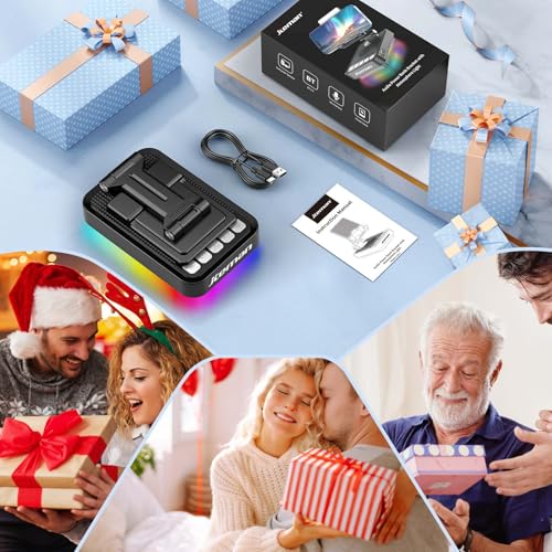 JTEMAN Gifts for Men Women Phone Stand Bluetooth Speaker with Light and Charging Function, 360 Rotating Phone Holder Cool Tech Gifts for Dad Mom Husband Unique Birthday Gift Ideas - color: black