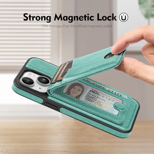 SkyEagle Compatible with MagSafe iPhone 14 Plus Wallet Case,Blue Green - color: Blue Green, size: iPhone 14 Plus - 6.7"