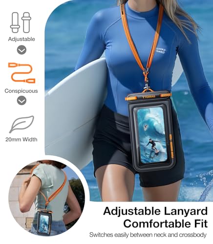 TORRAS IP68 Waterproof Phone Pouch Floating with Double Space 7.0", Black | Waterproof Phone Case with Crossbody Lanyard, Phone Dry Bag for iPhone 17 Pro Max 16 S26, Beach Cruise Ship Travel Essentials - color: Black