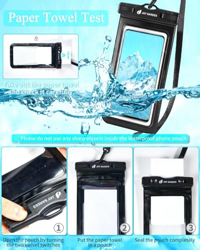Universal Waterproof Phone Pouch 3 Pack, IPX8 Phone Water Protector Pouch Case Bag Lanyard Compatible iPhone 14 13 12 Pro Max Samsung Galaxy S22, Waterproof Phone Holder Protector Beach Swimming-3