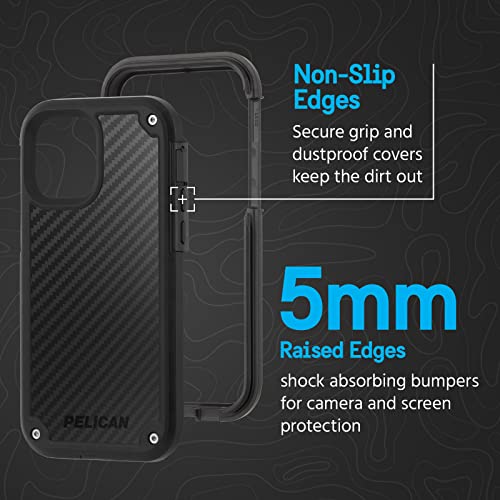 Pelican Shield Series - iPhone 13 Case - 21ft Military Grade Drop Protection, Compatible with Wireless Charging - With Belt Clip Holster Kickstand - Heavy Duty Rugged Case for iPhone 13 - Black