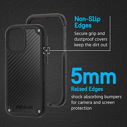 Pelican Shield Series - iPhone 13 Case - 21ft Military Grade Drop Protection, Compatible with Wireless Charging - With Belt Clip Holster Kickstand - Heavy Duty Rugged Case for iPhone 13 - Black