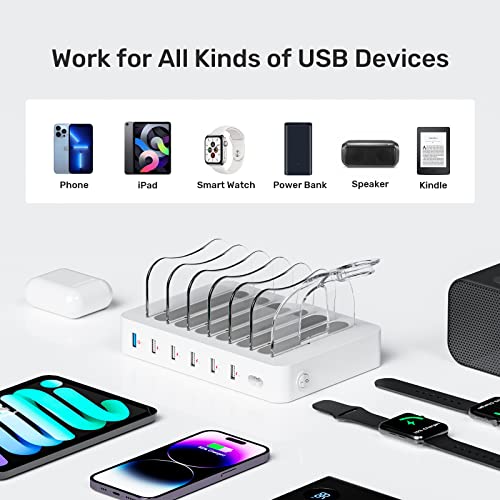 Unitek Fast Charging Station for Multi Devices, 6 Ports Charger with QC 3.0