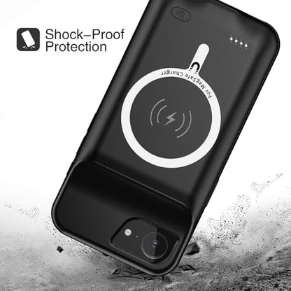 Battery Case for iPhone 16e, Upgraded 10000mAh Pack Rechargeable Charger Case with Wireless Charging Compatible for iPhone 16e (6.1 inch) External Battery Charging Cover(Black) - size: iPhone 16e-Black
