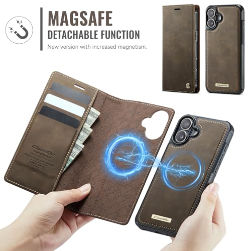 Kowauri Case for iPhone 17, PU Leather Wallet Flip Case with Card Holder RFID Blocking, Magnetic Detachable Shockproof Phone Cover Wireless Charging Compatible for iPhone 17 (6.3 inch), Coffee - color: Coffee