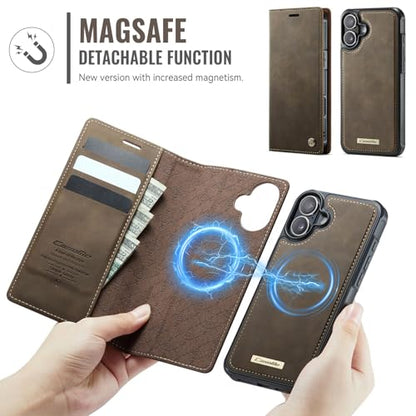 Kowauri Case for iPhone 17, PU Leather Wallet Flip Case with Card Holder RFID Blocking, Magnetic Detachable Shockproof Phone Cover Wireless Charging Compatible for iPhone 17 (6.3 inch), Coffee - color: Coffee