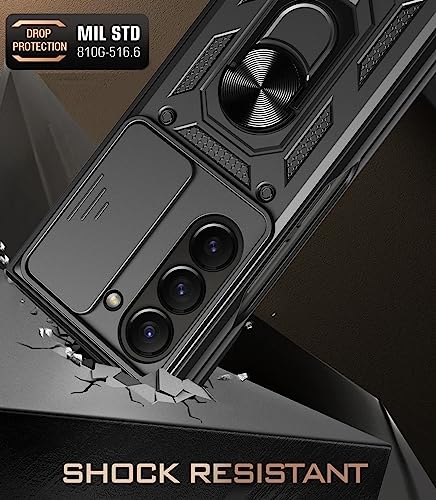 RKINC Case for Samsung Galaxy Z Fold 5 Case with Slide Camera Cover & Rotated Ring Kickstand Military Grade Shockproof with Magnetic Car Mount Holder Cover, Rose Gold - color: Rose Gold, size: Samsung Z Fold 5