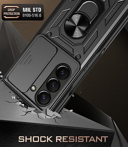 RKINC Case for Samsung Galaxy Z Fold 5 Case with Slide Camera Cover & Rotated Ring Kickstand Military Grade Shockproof with Magnetic Car Mount Holder Cover, Rose Gold - color: Rose Gold, size: Samsung Z Fold 5