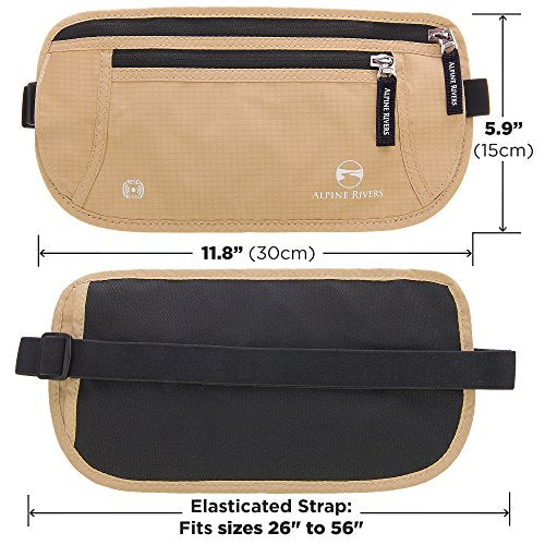 Alpine Rivers Money Belt for Travel - RFID Hidden Wallet, Sahara Sand - color: Sahara Sand