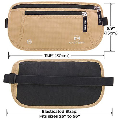 Alpine Rivers Money Belt for Travel - RFID Hidden Wallet, Sahara Sand - color: Sahara Sand