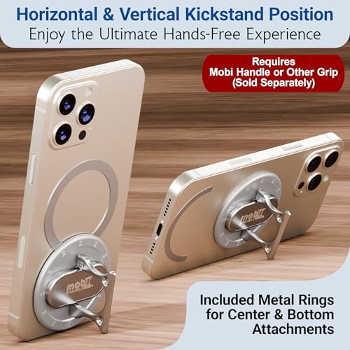 Magnetic Base Adapter for Phone Grips & Collapsible Sockets - Hidden Mirror, 2.8mm Aluminum, N55 Magnets, Removable for Charging, Compatible with MagSafe Cases (Silver) - color: Silver
