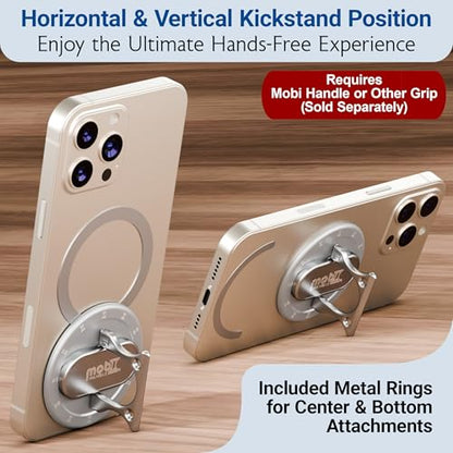 Magnetic Base Adapter for Phone Grips & Collapsible Sockets - Hidden Mirror, 2.8mm Aluminum, N55 Magnets, Removable for Charging, Compatible with MagSafe Cases (Silver) - color: Silver