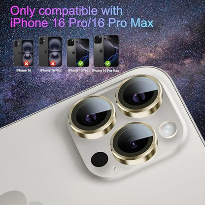 Camera Lens Protector for iPhone 16 Pro/16 Pro Max, Gold - color: Gold