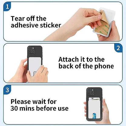 Senose 4 Pack Phone Card Holder Stick On Credit Phone Wallet - color: Pink+White+Black+Grey