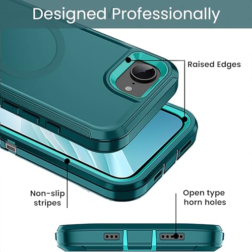 MXX Case for iPhone 16e & iPhone 17e, 3-Layer Heavy Duty Protective Cover, [Compatible with MagSafe] Shockproof Dustproof Drop Resistant Phone Case Turquoise/Teal Blue - color: Turquoise