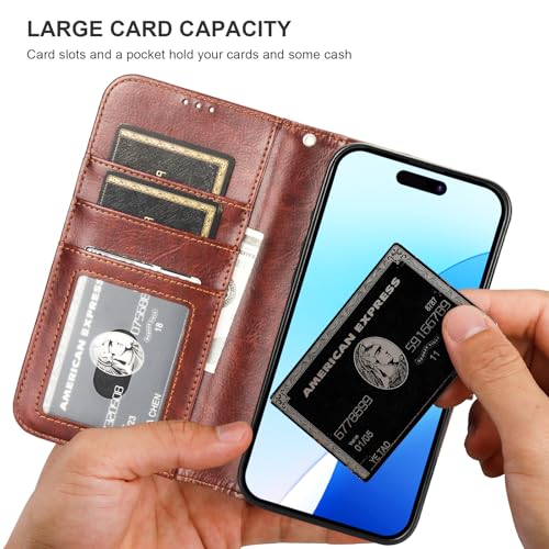 Bocasal for MagSafe Wallet Case Card Holder for iPhone 16 Pro Max Brown - color: Brown for MagSafe