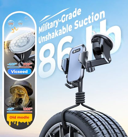 VICSEED 2026 Upgraded [86LBS Ultra-Powerful Suction] Car Phone Holder Mount - color: Black