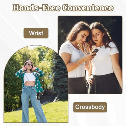 2Pack Phone Lanyard Crossbody with Patch Around the Neck Crossbody Wrist Chain Strap Crossbody for Women Most Phone - color: Silver