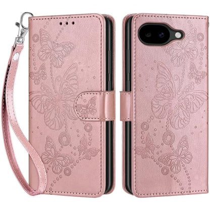 for Google Pixel 10a Wallet case, Rose Gold-Butterfly | 3 Card Holders, Kickstand, Shockproof TPU Shell, PU Leather, Magnetic Closure, Protective Flip Folio Cover, Women - color: 6