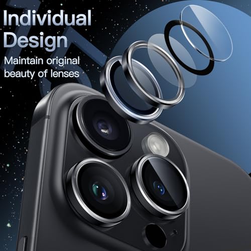 JETech Camera Lens Protector for iPhone 15 Pro/15 Pro Max, Space Black - color: Space Black