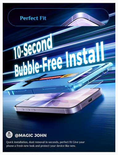 MAGIC JOHN for iPhone 17 Screen Protector Tempered Glass Easy Installation | 2Pack, Auto Dust-Elimination, , Bubble Free, HD Clear, Scratch Resistant, 6.3 inch - size: iPhone 17 6.3inch