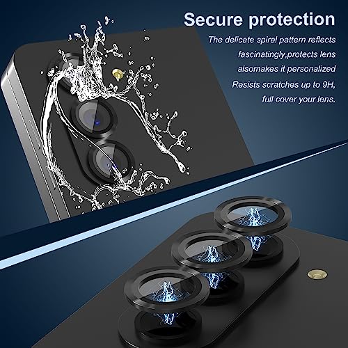 Suoman for Samsung Galaxy Z Fold 5 Camera Lens Protector, Metal Texture Style Tempered Glass Camera Lens Cover [Metal CD Lines] - Black - color: Black
