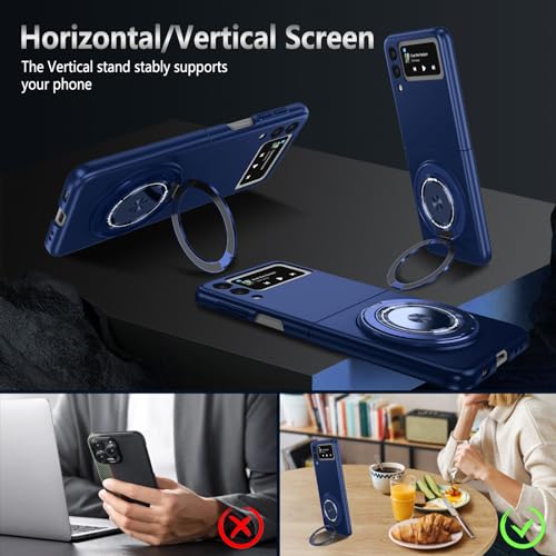 Magnetic Case for Samsung Galaxy Z Flip 3, [Compatible with MagSafe] Military Grade Shockproof Slim fit Samsung Z Flip 3 Phone Case with Magnetic Ring Kickstand Blue - color: Blue, size: Samsung Galaxy Z Flip 3