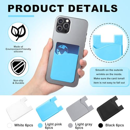 Frienda 24 Pcs Phone Card Holder Adhesive Silicone Wallet, Modern Color - color: Modern Colors