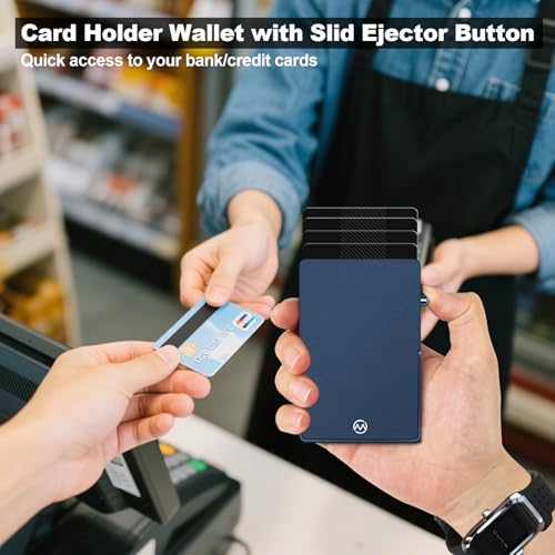 Magnetic Phone Wallet with Adjustable Stand,Pop up Phone Card Holder Quick Access to Bank/Credit Cards, 3.93 * 2.96 * 0.31 Inches Compact Metal Case with RFID Blocking Protection (Royal Blue) - color: Royal Blue