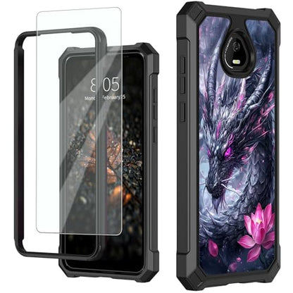 for Schok Volt Sv67q Sv67332 Case with Screen Protector, Military Grade Drop Protection, Dual Layer Hybrid Shockproof Protection TPU Phone Case for Schok Volt Sv67q, Dragon and Lotus - color: Dragon and Lotus