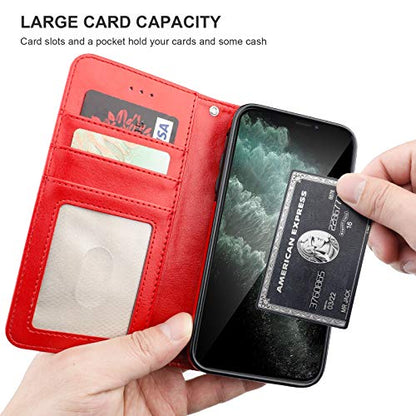 Bocasal Detachable Wallet Case Card Holder for iPhone 11 Pro Max Red - color: Red