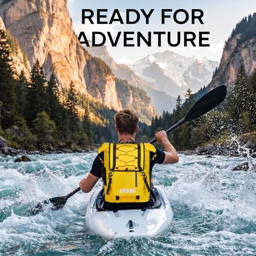 Waterproof Dry Bag Backpack 30L,Dry Backpack for Men Women Adults Teens, Kayaking Boating Hiking Camping Rafting Fishing Travel Outdoor Enthusiasts - color: Yellow