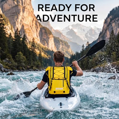 Waterproof Dry Bag Backpack 30L,Dry Backpack for Men Women Adults Teens, Kayaking Boating Hiking Camping Rafting Fishing Travel Outdoor Enthusiasts - color: Yellow