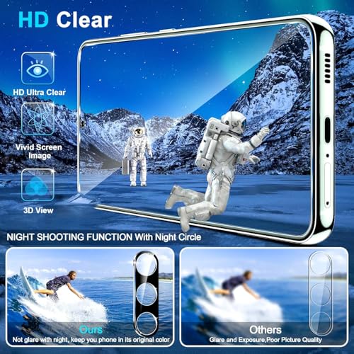 Samcorn [3+3 Pack Pack Galaxy A17 5G Screen Protector, HD Clear Tempered Glass, Fingerprint Unlock, 3D Curved, Scratch Resistant, No Bubble for Samsung Galaxy A17 5G Glass Screen Protector