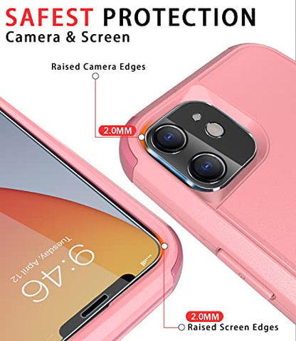 Diverbox for iPhone 11 Case [Shockproof] [Dropproof] [Tempered Glass Screen Protector],Heavy Duty Protection Phone Case Cover for Apple iPhone 11 (Pink-3in1) - color: Pink-3in1