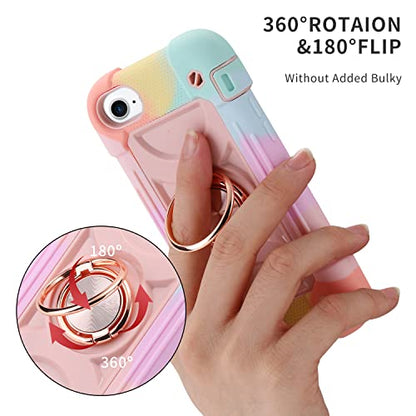 MARKILL Compatible with iPhone Case with Ring Stand, Heavy-Duty Military Grade Shockproof Phone Cover (Rainbow Pink, iPhone SE 3rd/2nd/iPhone 8/7/6S/6) - color: Rainbow Pink, size: iPhone SE 3rd/2nd/iPhone 8/7/6S/6