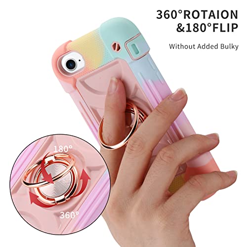 MARKILL Compatible with iPhone 8 Plus/6 Plus Case,iPhone 7 Plus case/iPhone 6S Plus Case 5.5 Inch with Ring Stand, Heavy-Duty Military Grade Shockproof Phone Cover. - color: Rainbow Pink, size: iPhone 8 Plus/iPhone 7 Plus/6S Plus/6 Plus 5.5"