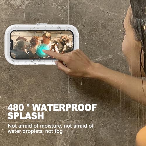 CoguZed Waterproof Phone Holder for Shower - 2023 Upgraded, 480° Rotation - Compatible with iPhone 15/14/13/12/11 Pro Max, Samsung Galaxy, and More (Up to 7" Phones)