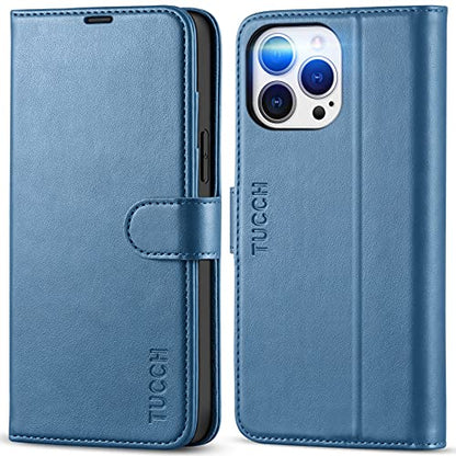 TUCCH Wallet Case for iPhone 13 Pro Max (6.7"), 4 Card Slots, Lake Blue - color: Lake Blue