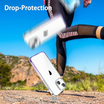 JJGoo Compatiable with iPhone 14 Case Clear, Transparent Shockproof Phone Case, Slim Anti-Scratch Hard PC Back Protective Cover Bumper, Gradient Purple - color: Gradient Purple