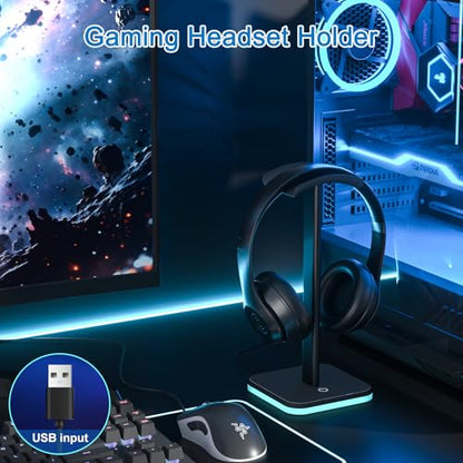Headphone Stand for Desk - Headset Stand Headphone Holder (RGB-Black) - color: RGB-Black
